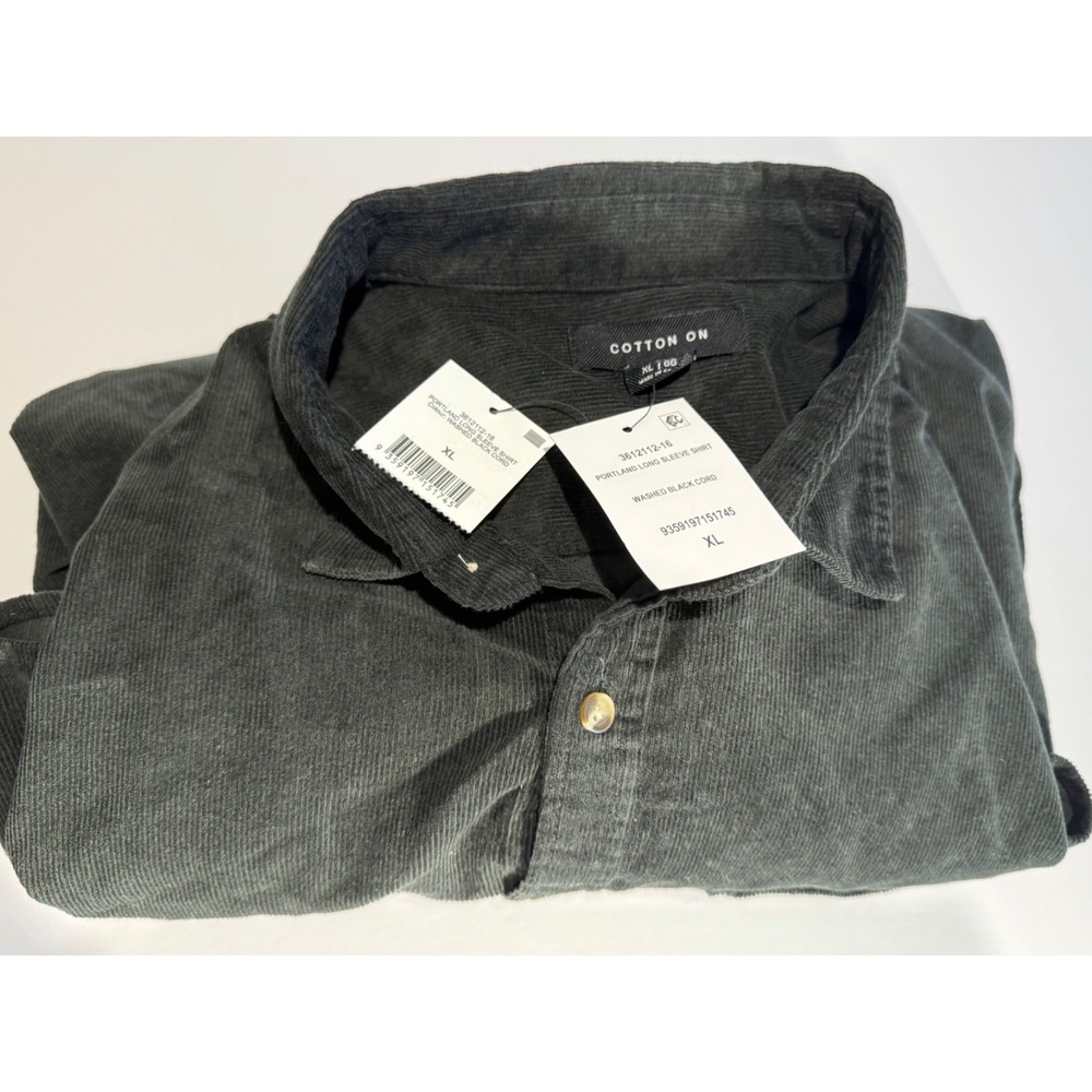 Cotton On  Men's Portland  Long Sleeve Shirt Classic Fit Washed Black Cord sz XL - Picture 4 of 6